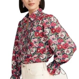 J. Crew Scalloped-sleeve Top in Liberty Poppy Amelie Floral Blouse NWOT